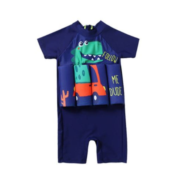 Children's swim outfit with cartoon design on a white background