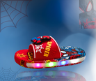 Spider-Man themed sandal with LED lights on a blue background