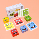 Colorful face-changing Rubik's Cube toys with packaging on a peach background