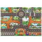 Children's play mat with road design and animal illustrations