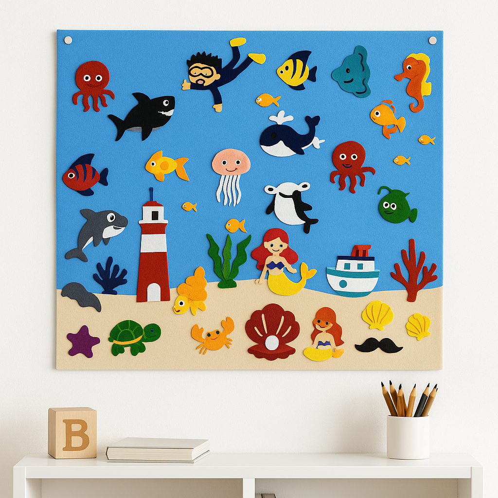 Interactive Felt Board for Toddlers – Endless Fun with Reusable Shapes & Learning