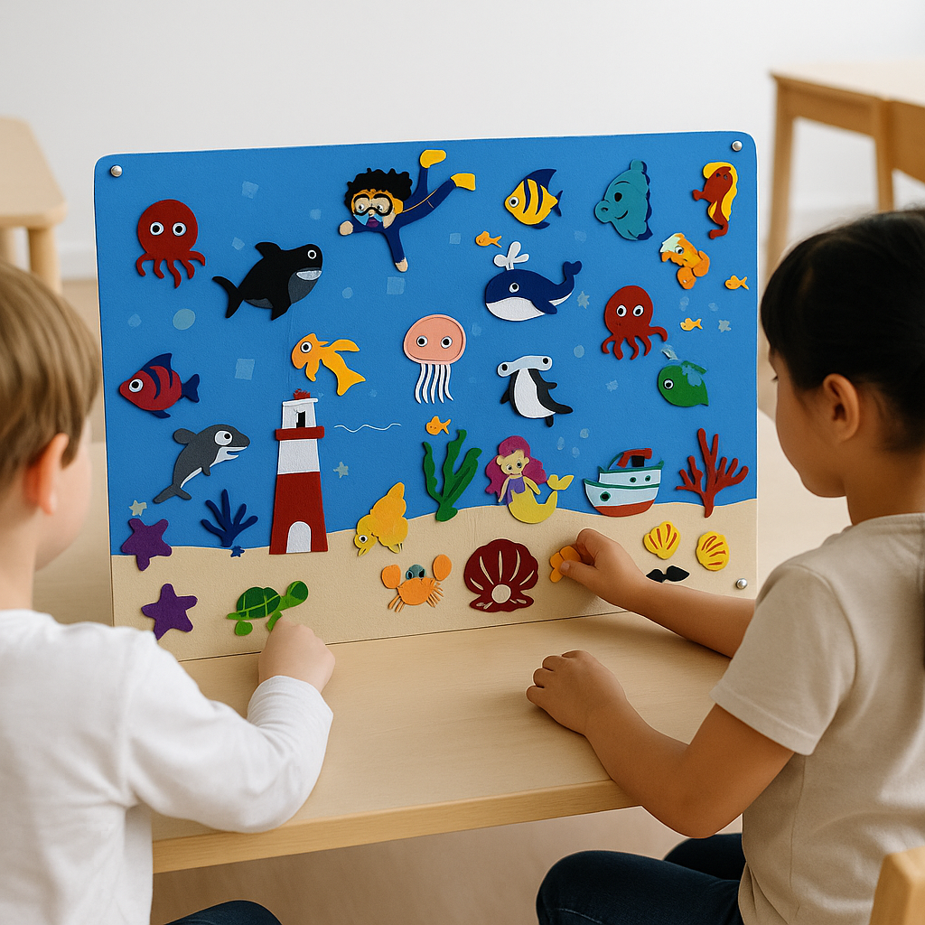 Interactive Felt Board for Toddlers – Endless Fun with Reusable Shapes & Learning