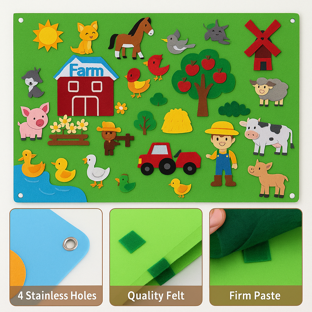 Interactive Felt Board for Toddlers – Endless Fun with Reusable Shapes & Learning