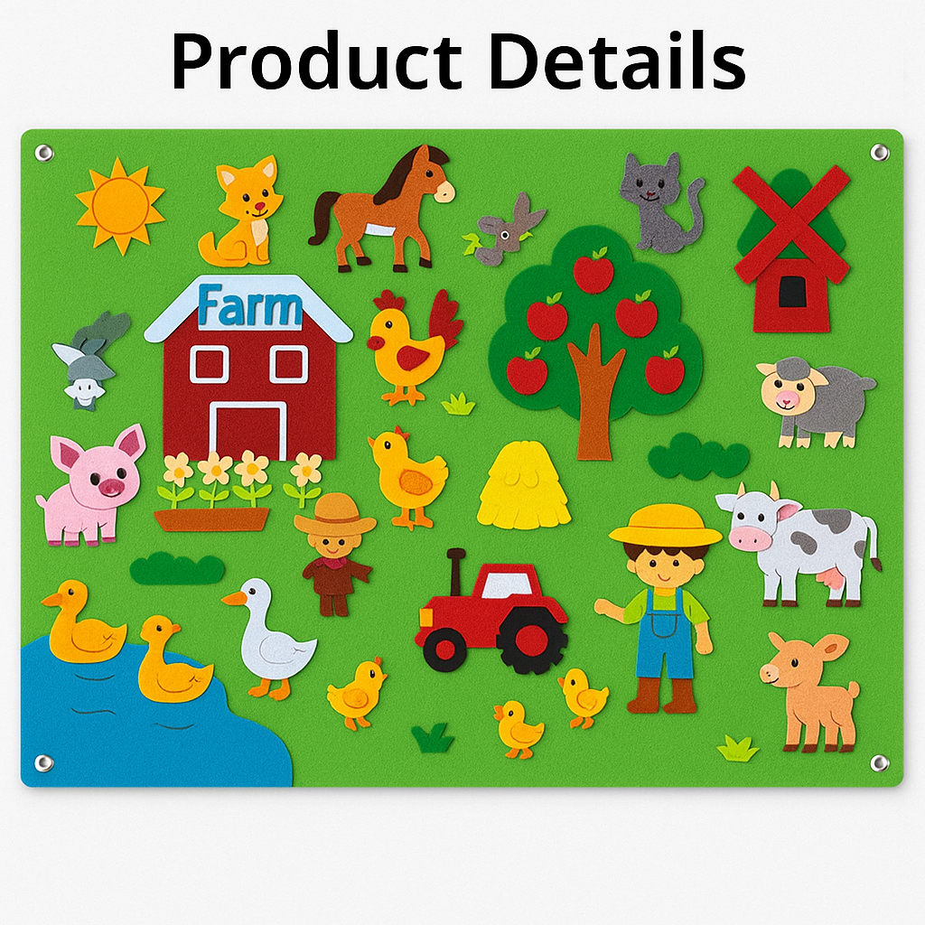 Interactive Felt Board for Toddlers – Endless Fun with Reusable Shapes & Learning