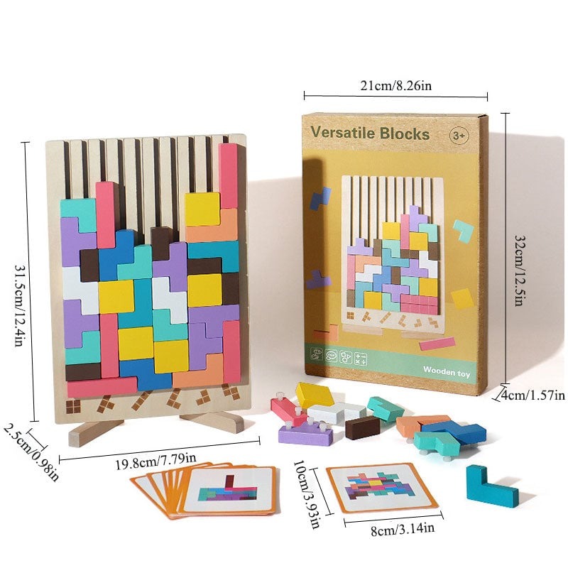 Wooden Montessori Puzzle Toy | Educational Tetris Block Game for Kids Learning & Play (3+ Years)