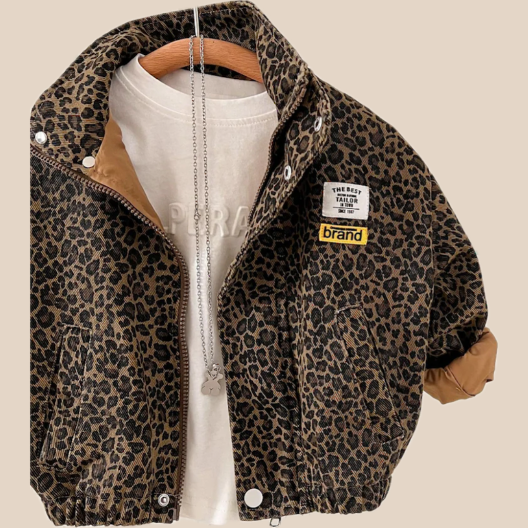 Kids’ Casual Leopard Print Jacket – Trendy, Comfortable, and Durable Outerwear for Active Children (1-8 years)