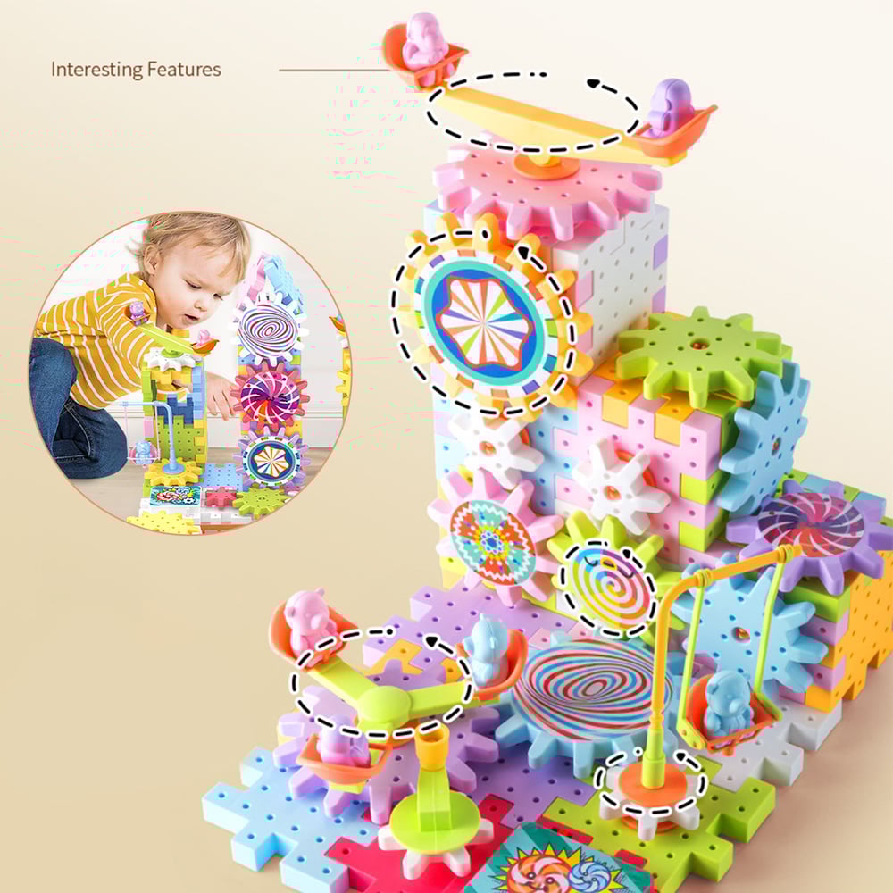 Montessori Gear Building Set – Creative Construction Toy with Rotating Power (3+ years)