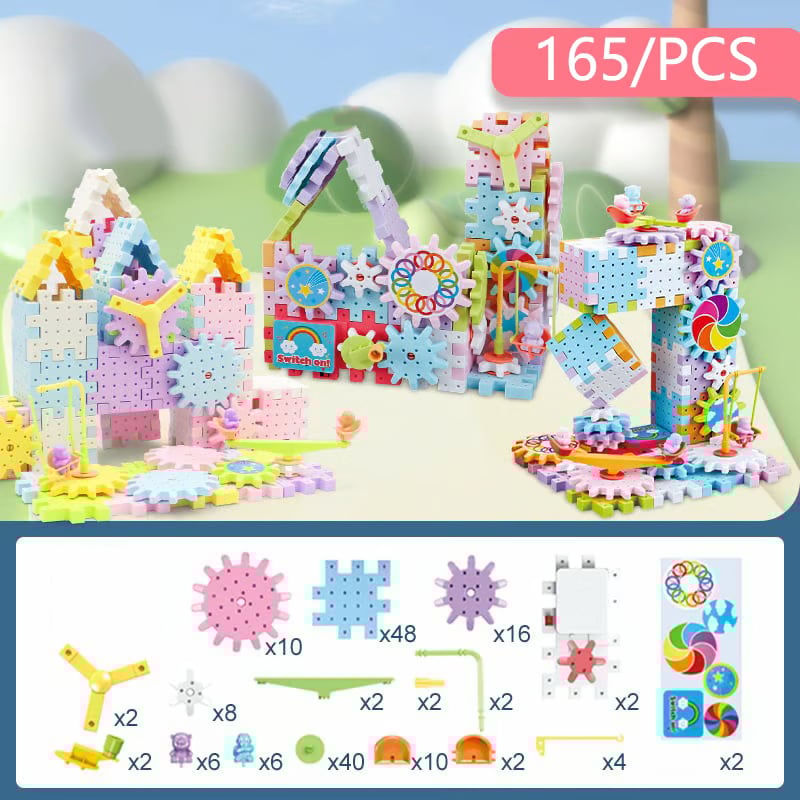 Montessori Gear Building Set – Creative Construction Toy with Rotating Power (3+ years)