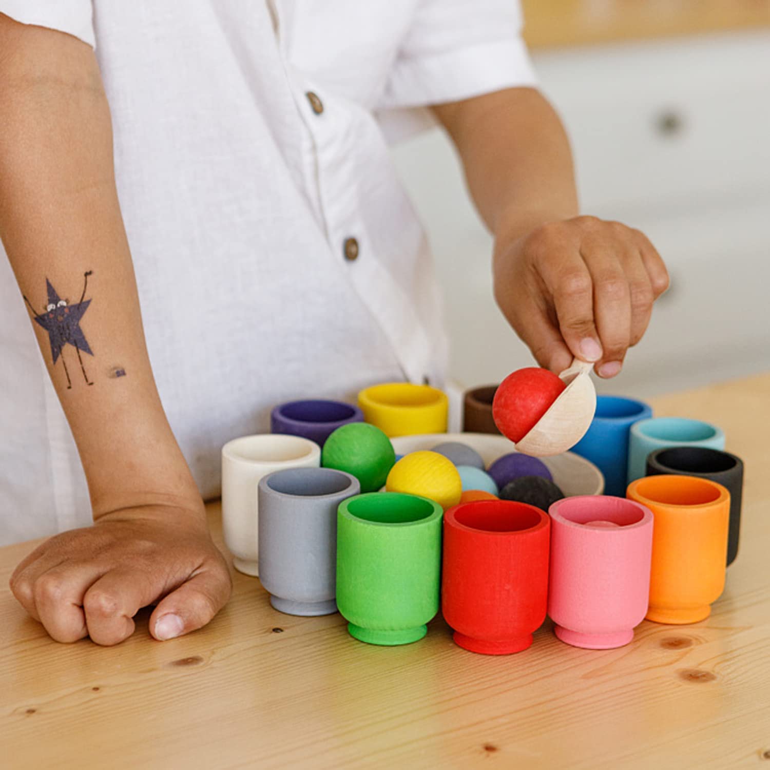 Wooden Color Sorting Toy – Montessori-Inspired Educational Game for Toddlers | Sensory & Fine Motor Skills Learning (3+ years)