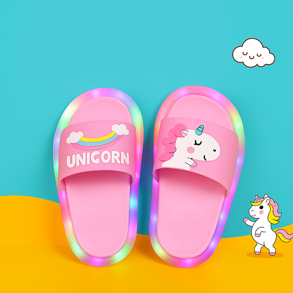 Kids Light-Up Unicorn Slippers – Soft LED Indoor Shoes (1–8 years)