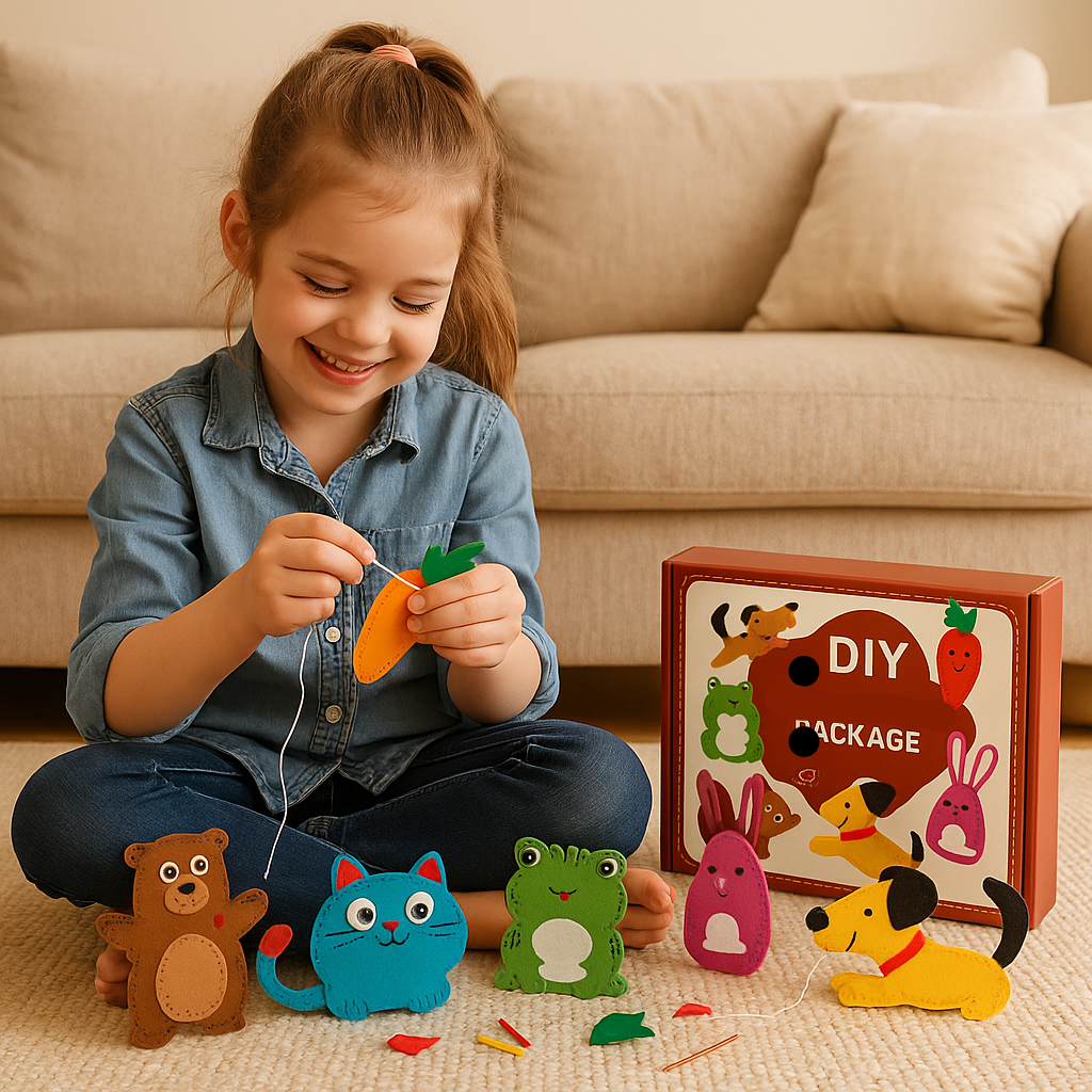 Safe Felt Animal Sewing Kit for Kids – DIY Handicraft Set with Materials (7+ years)