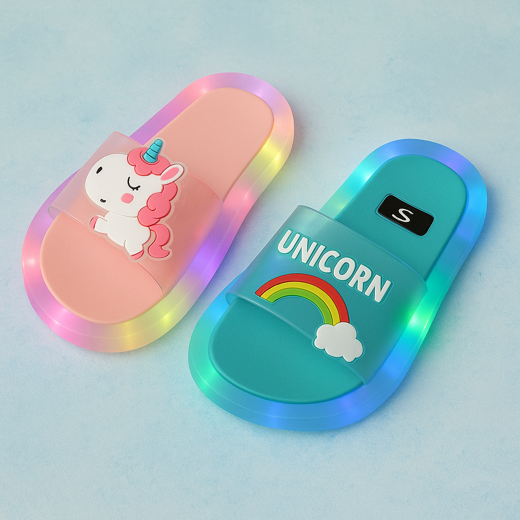 Kids Light-Up Unicorn Slippers – Soft LED Indoor Shoes (1–8 years)
