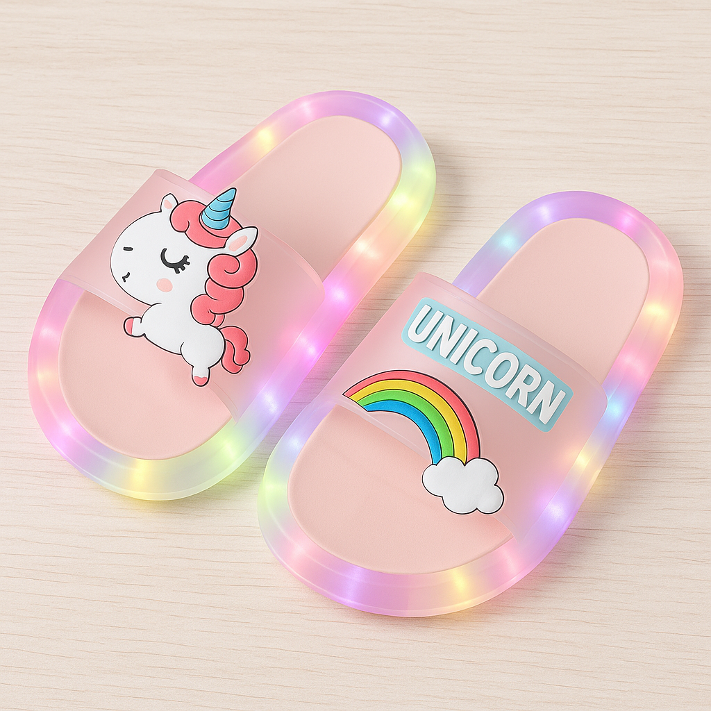 Kids Light-Up Unicorn Slippers – Soft LED Indoor Shoes (1–8 years)