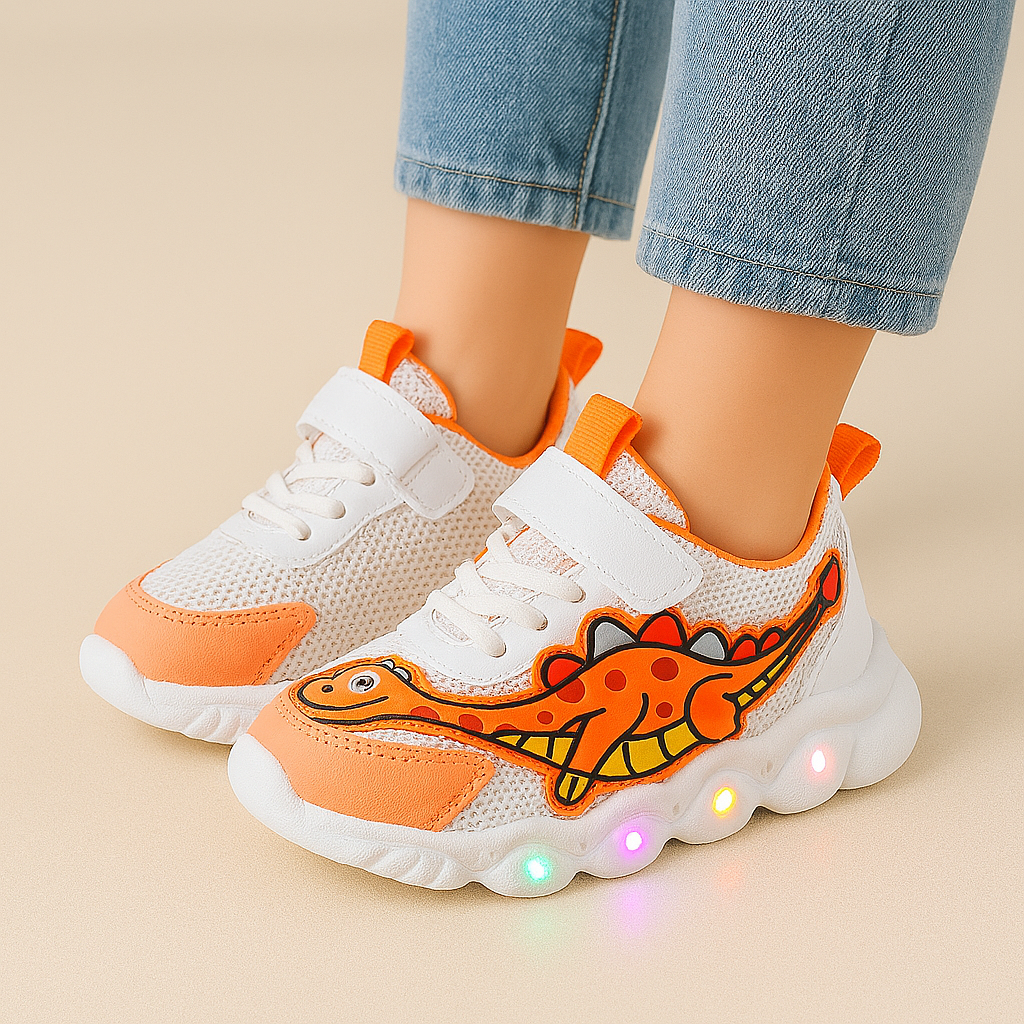 Kids Light-Up Dinosaur Sneakers with Flashing LED Soles – Toddler & Little Kid Sizes (1-6 years)