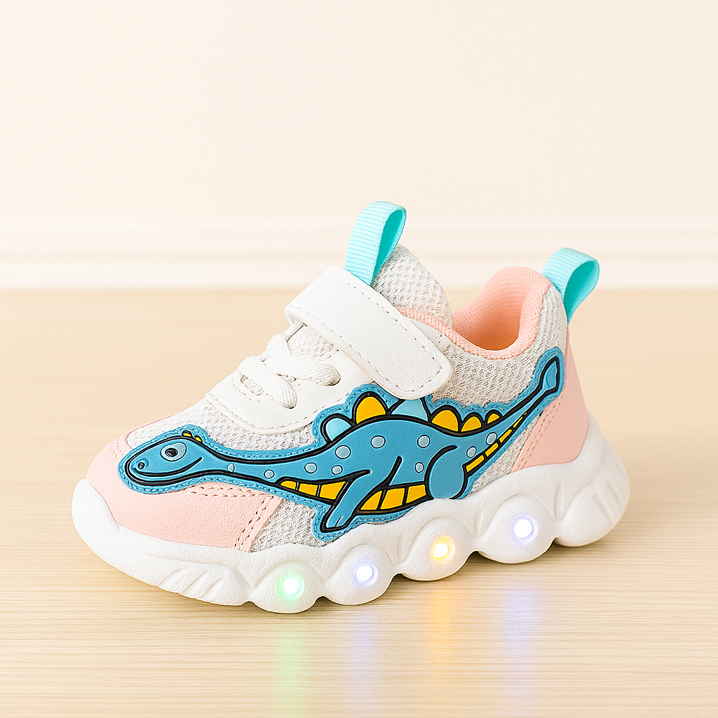 Kids Light-Up Dinosaur Sneakers with Flashing LED Soles – Toddler & Little Kid Sizes (1-6 years)