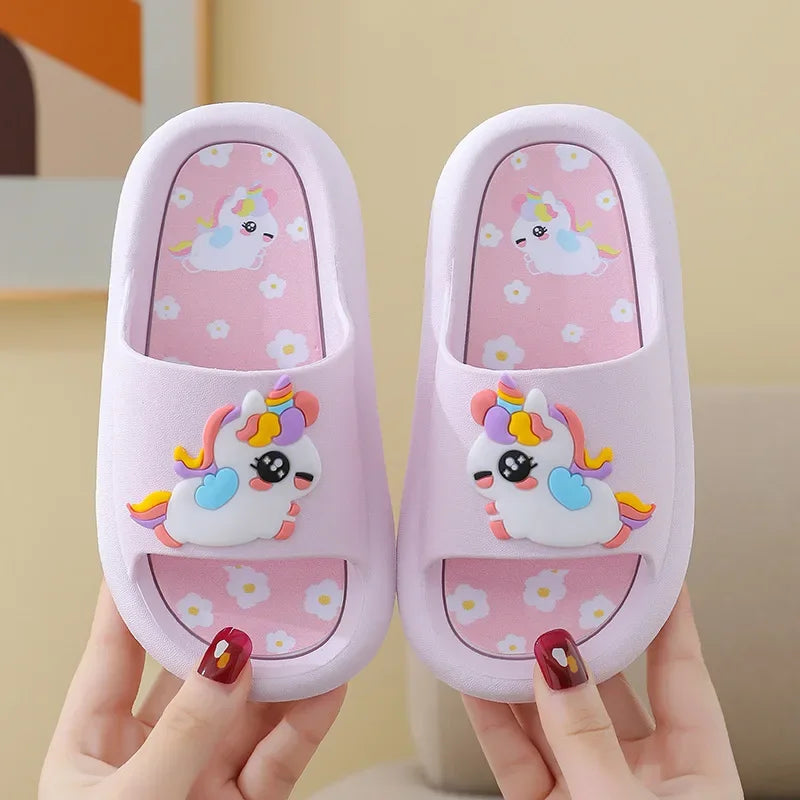 Unicorn Summer Slippers for Kids – Soft Cartoon Slides for Indoor & Outdoor Use (1-6 years)