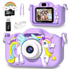 Photo Camera - Unicorn Girls, 32GB SD Card, HD Photos & Videos, Rechargeable Battery, Accessories Included (3+ years)