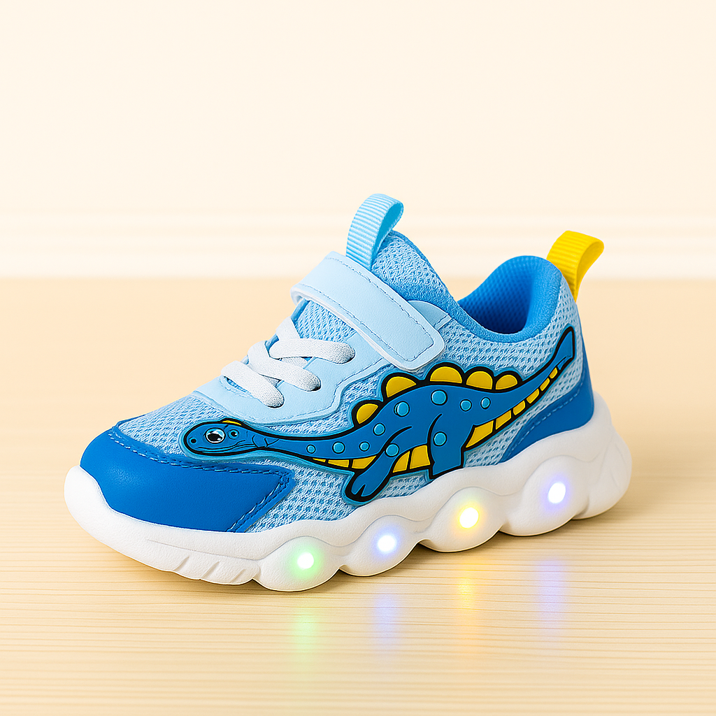 Kids Light-Up Dinosaur Sneakers with Flashing LED Soles – Toddler & Little Kid Sizes (1-6 years)