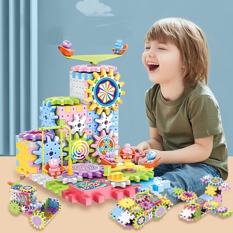 Montessori Gear Building Set – Creative Construction Toy with Rotating Power (3+ years)