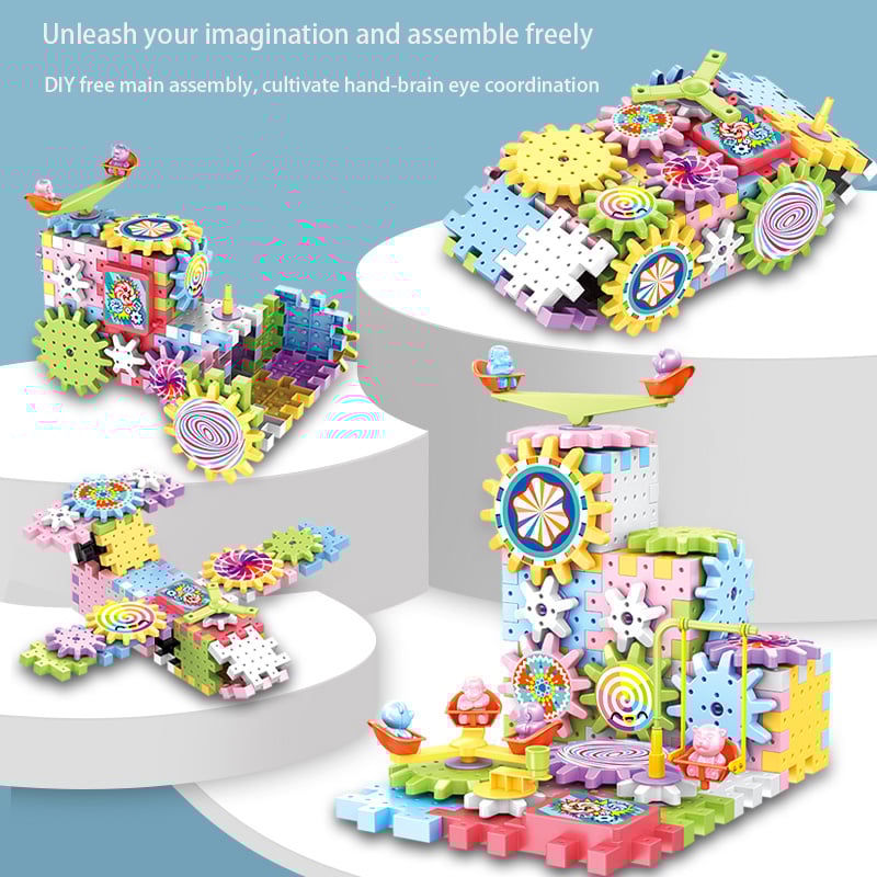 Montessori Gear Building Set – Creative Construction Toy with Rotating Power (3+ years)