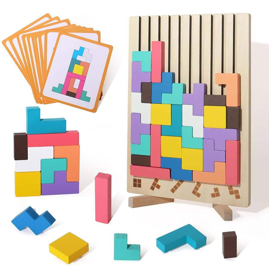 Wooden Montessori Puzzle Toy | Educational Tetris Block Game for Kids Learning & Play (3+ Years)