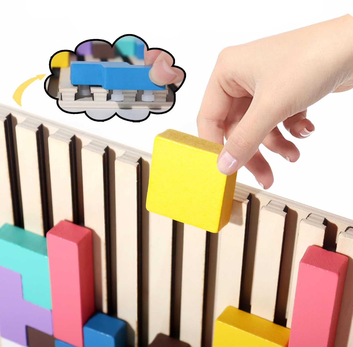 Wooden Montessori Puzzle Toy | Educational Tetris Block Game for Kids Learning & Play (3+ Years)