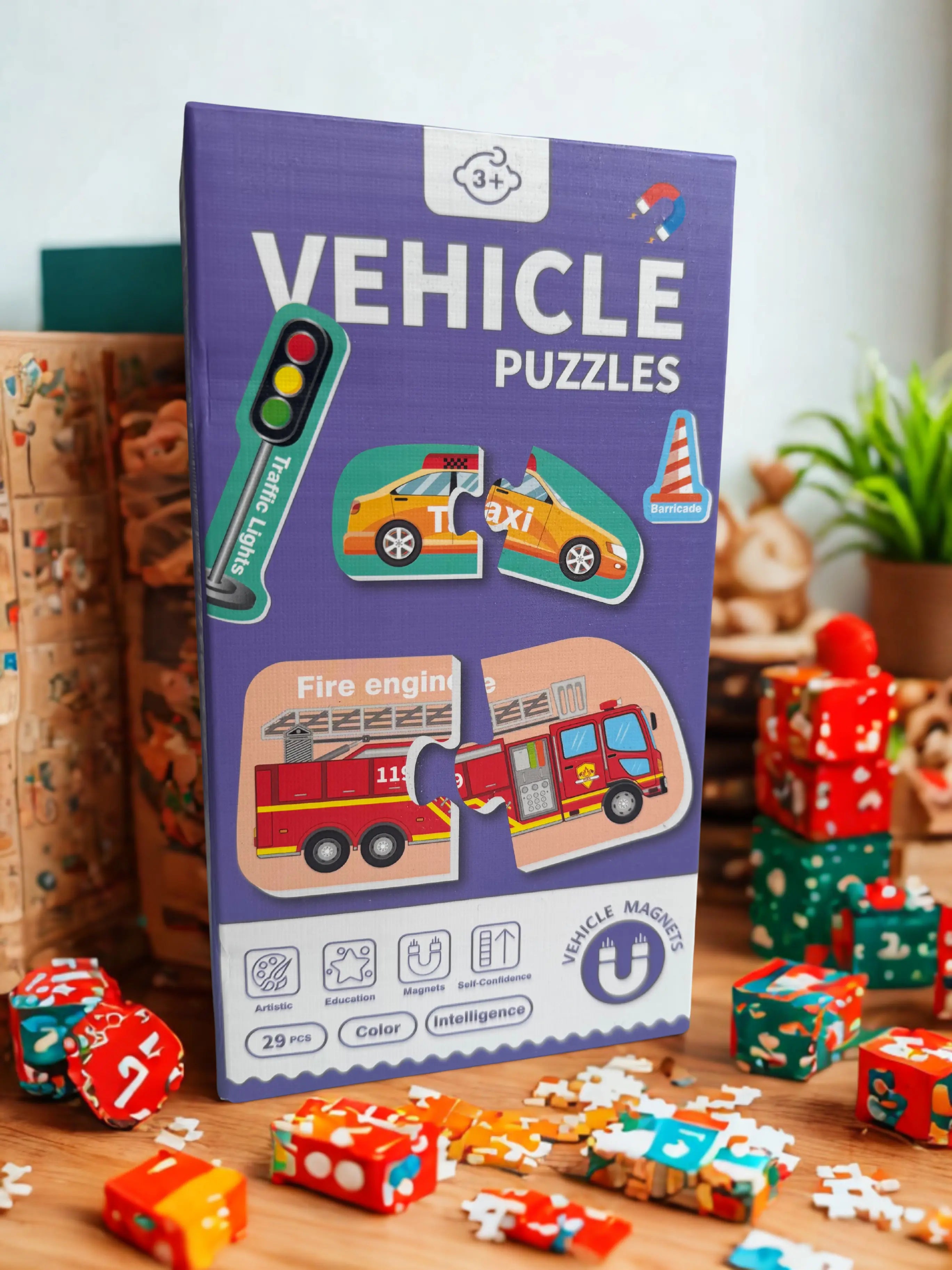 Magnetic Vehicle Puzzle – Montessori Learning Toy for Toddlers & Preschoolers (1-5 years)